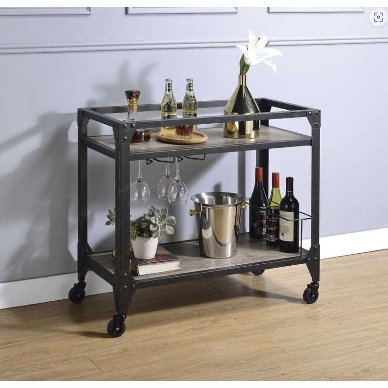 Jorgensen – Serving Cart – Rustic Oak / Charcoal