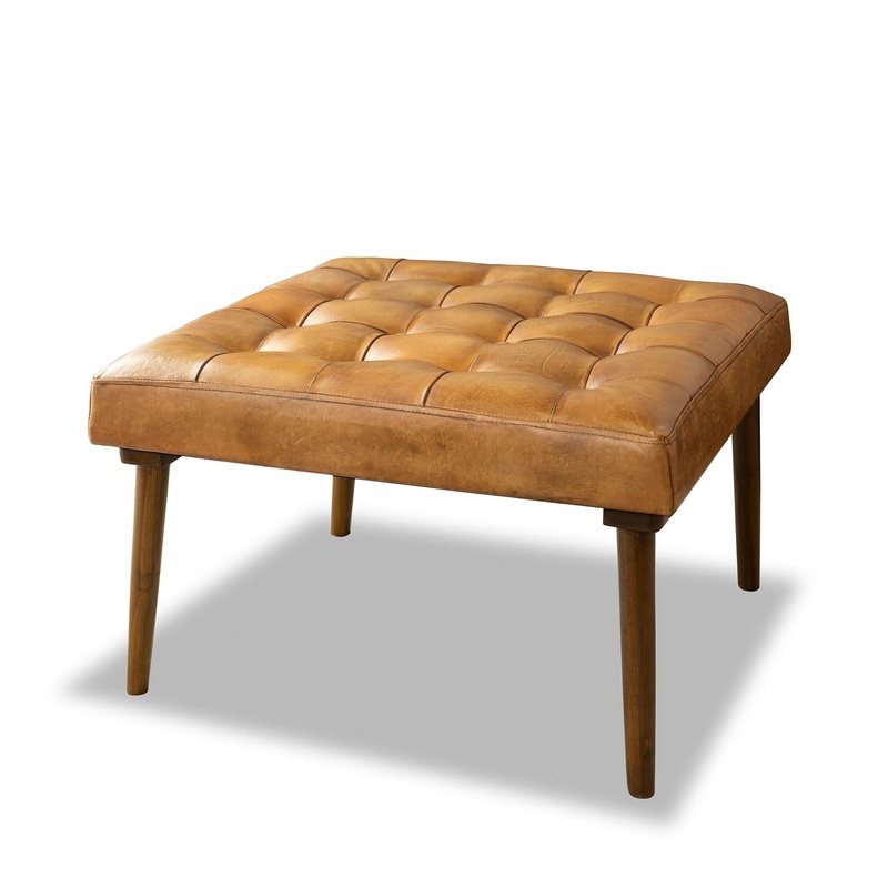Mark – Tufted Square Genuine Leather Upholstered Ottoman