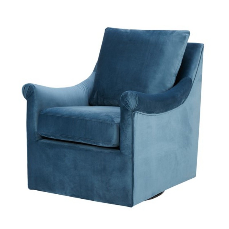 Swivel Chair With Curved Arms And Straight Back – Blue