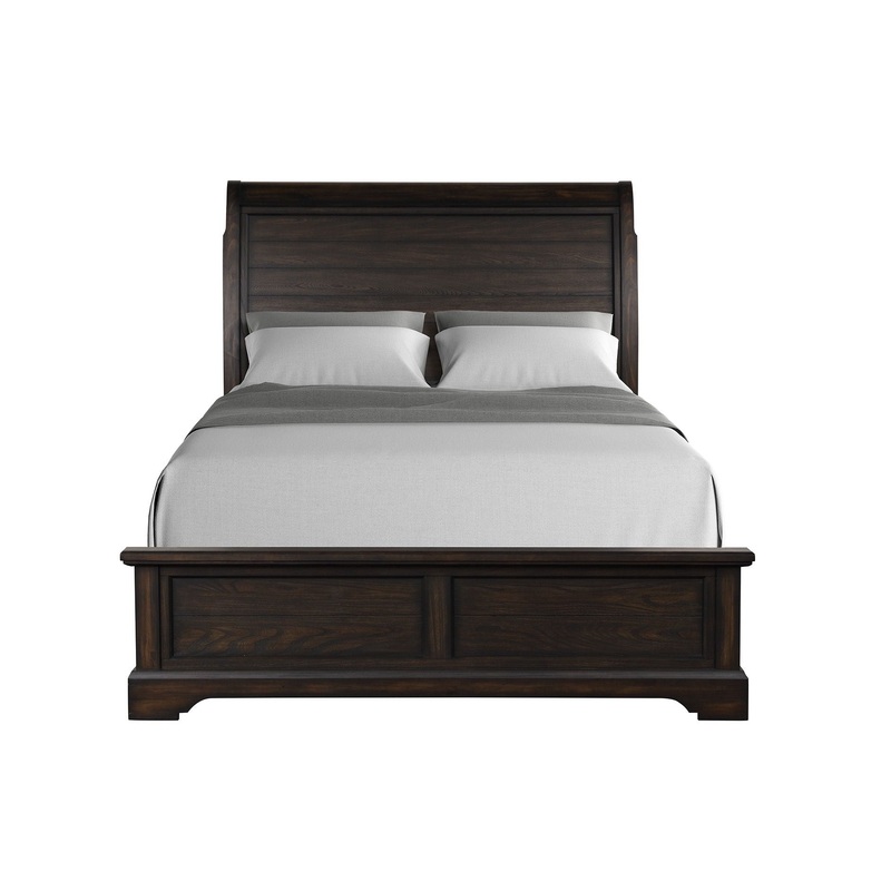Crafted Sleigh Bed|Dark Brown|Queen|King