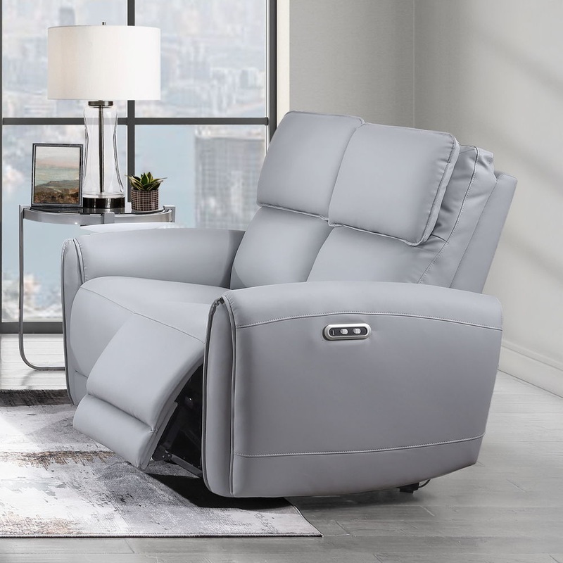 Jeromie – Power Motion Loveseat With USB Port – Gray Synthetic Leather