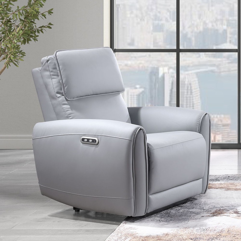 Jeromie – Power Motion Recliner With USB Port – Gray Synthetic Leather