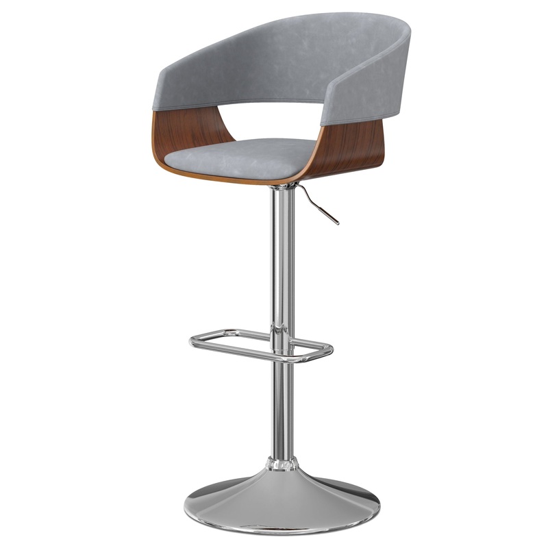 Lowell – Adjustable Swivel Bar Stool – Stone Gray