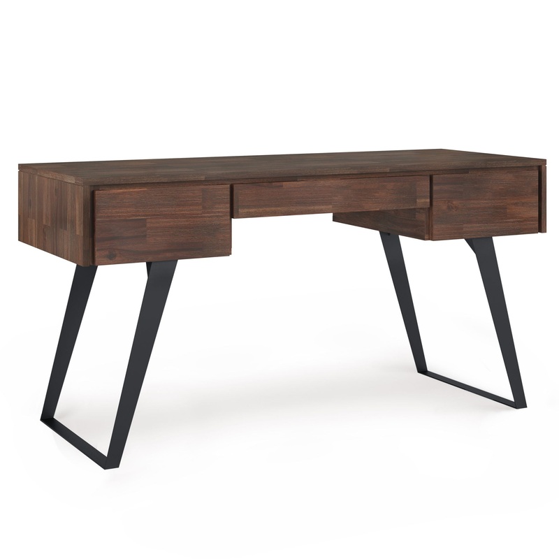 Lowry – Desk With Deep Drawers – Distressed Charcoal Brown