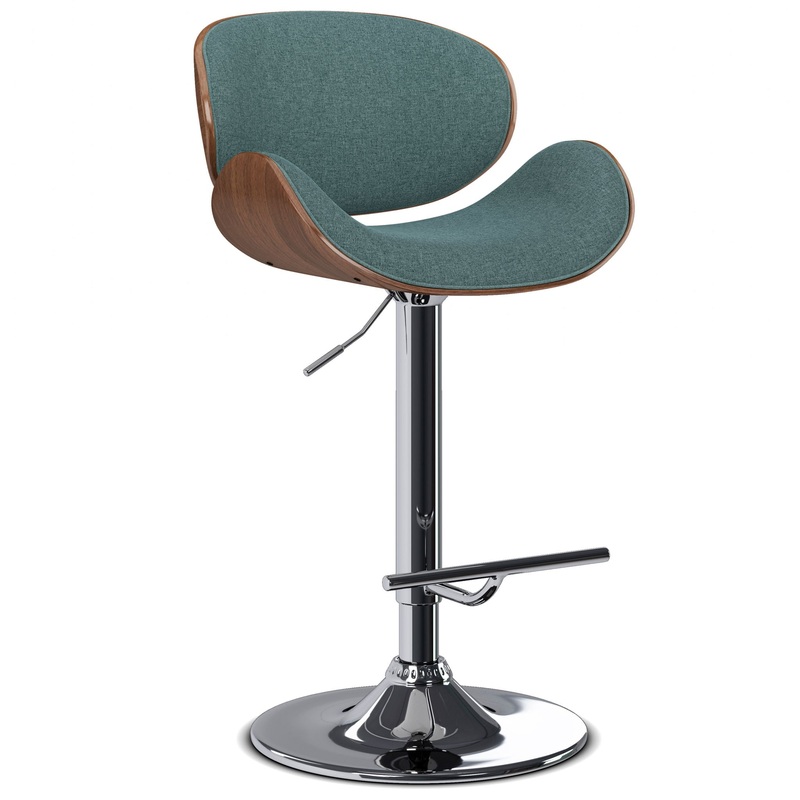 Marana – Bentwood Adjustable Swivel Bar Stool – Light Turquoise Blue