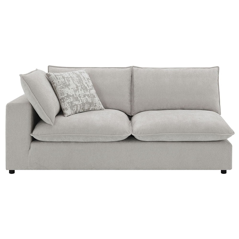 Marisa – Modular Left Facing Loveseat With 2 Pillows – Beige Boucle