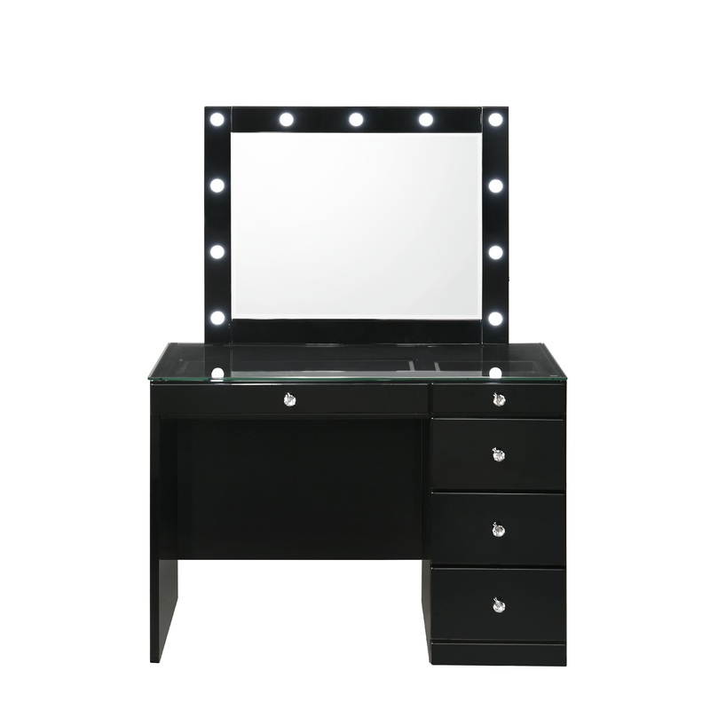 Morgan – Vanity Desk With Glass Top And Led Mirror