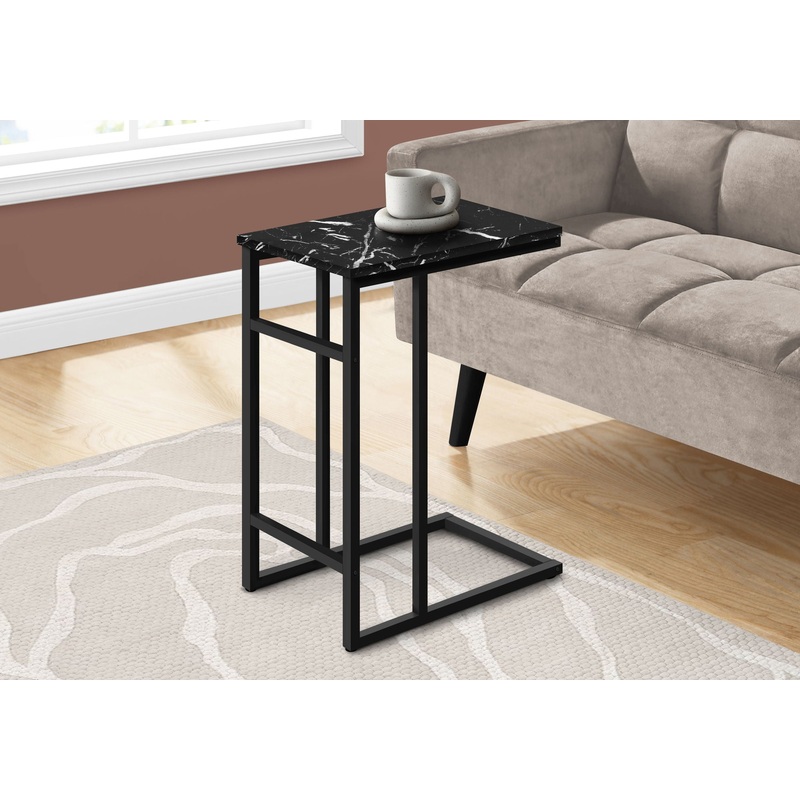 Accent Table, C – Shaped, Modern Design – Black