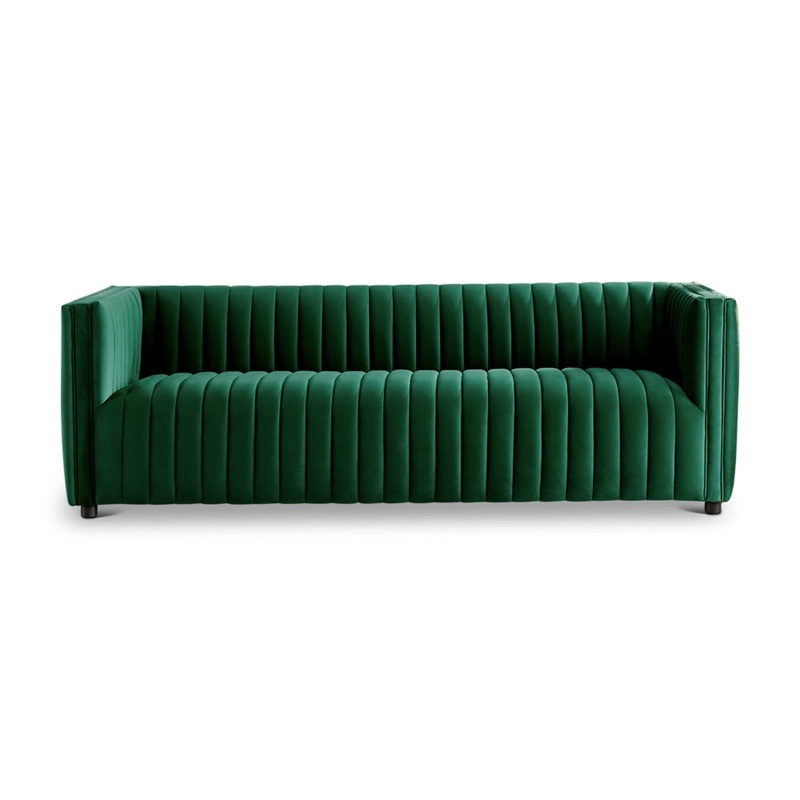 Dominic – Channel Tufted Sofa|Dark Green