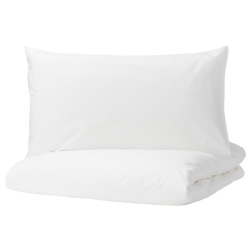 DVALA duvet cover and pillowcase, white, 150×200/50×80 cm