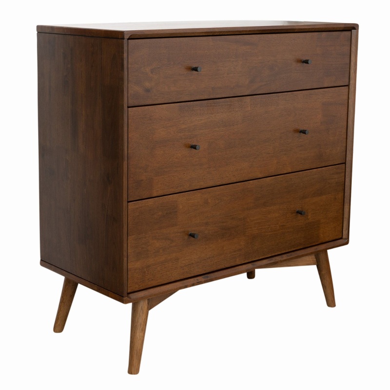 Caroline – Mid-Century Modern Dresser 3 Drawer – Brown / Wood