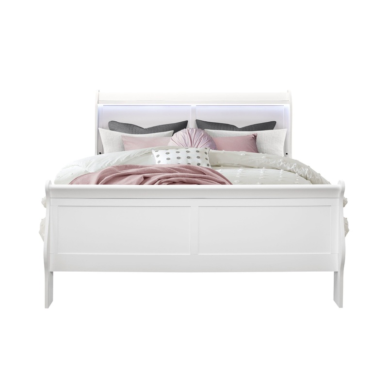 Charlie – Queen Bed With LED – White