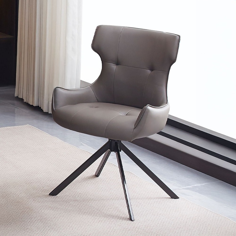 Damita – Camel Synthetic Leather Side Chair With Swivel (Set of 2) – Gray & Black Finsh