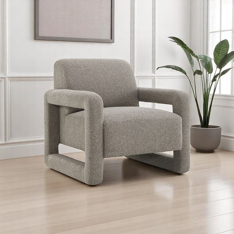 Glenda – Accent Chair – Gray Chenille