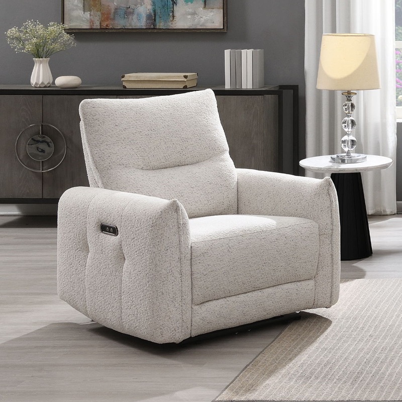 Lalisa – Power Motion Recliner With USB Port – Cream Chenille