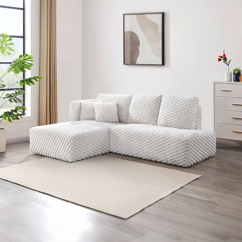 Manya – Sectional Sofa – Ivory Corduroy