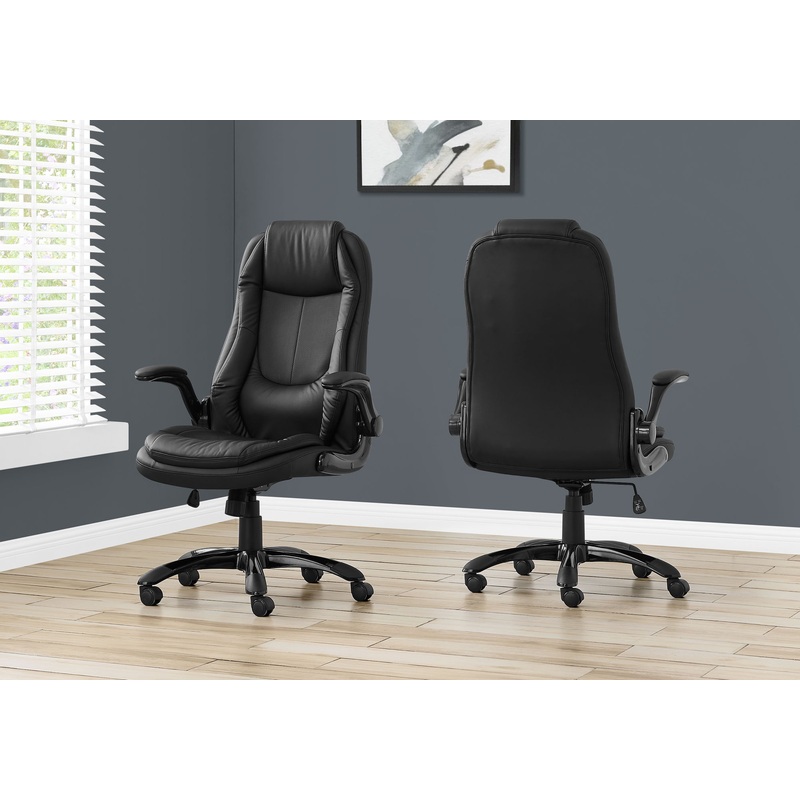 Office Chair, Adjustable Height, Swivel, Ergonomic, Armrests, Contemporary & Modern – Black
