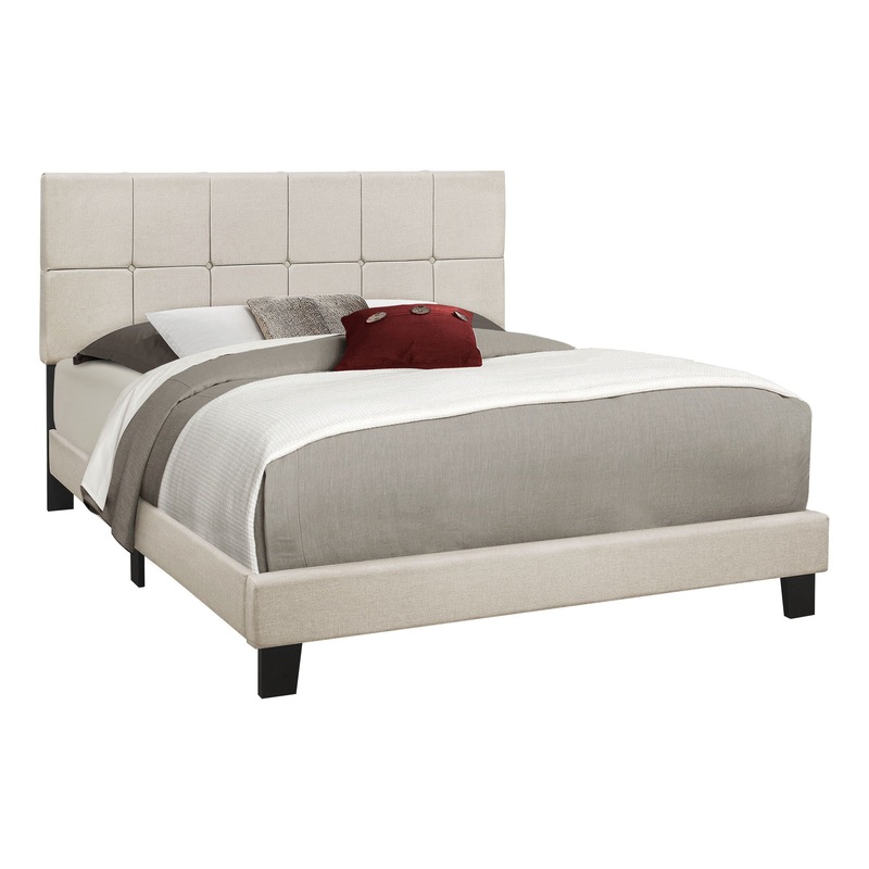 Queen Size Bed, Upholstered, Transitional – Beige
