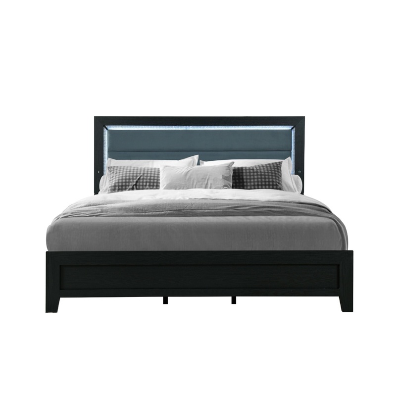 Reid – Queen Bed With LED – Black