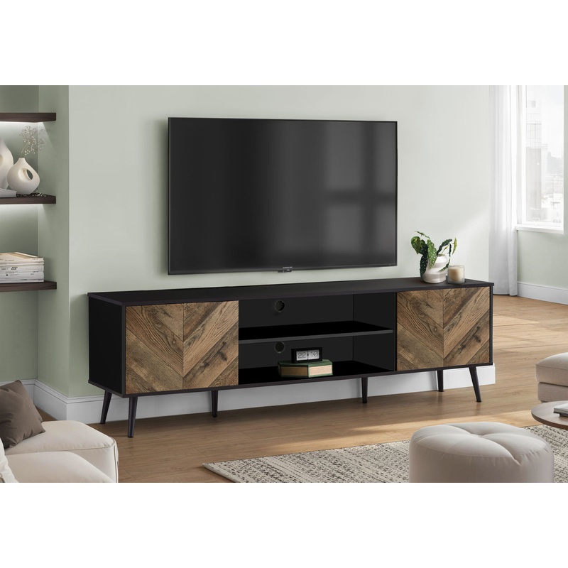 TV Stand, Console, Media Entertainment Center, Storage Cabinet, Modern Design – Black
