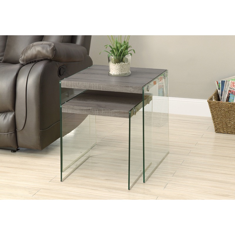 Accent Nesting Table Clear Tempered Glass For Living Room (Set of 2)