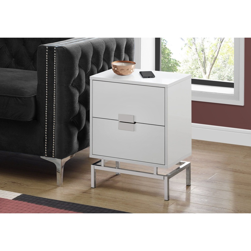 Accent Side Table, Storage Drawer, Modern Design
