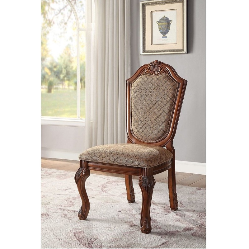 Chateau De Ville – Side Chair (Set of 2) – Fabric & Cherry Finish