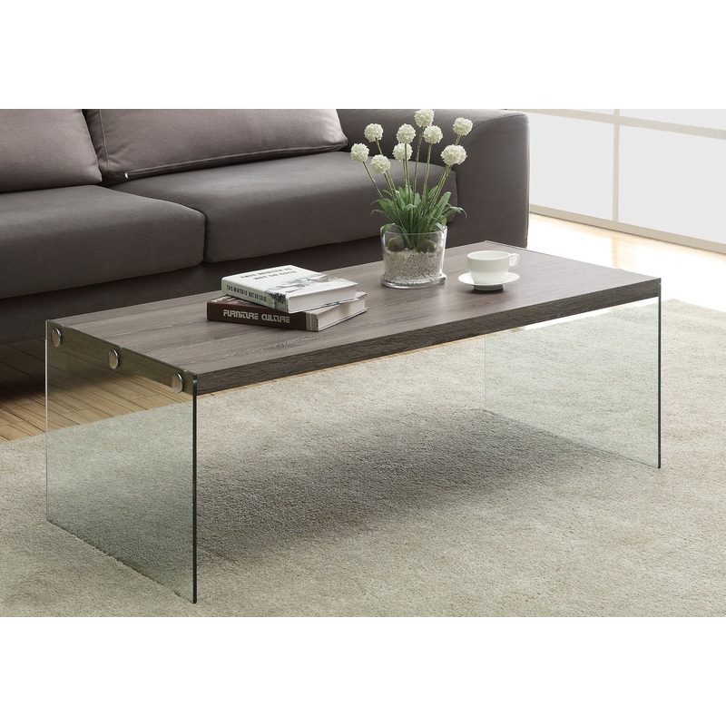 Coffee Table Rectangular For Living Room Clear Tempered Glass