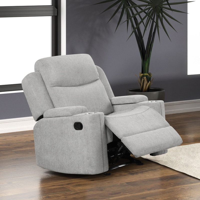 Galya – Motion Glider Recliner – Light Gray Chenille