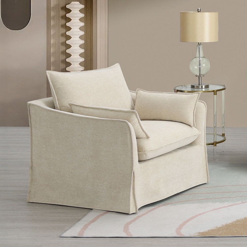Shane – Chair With 2 Pillows – Beige Linen
