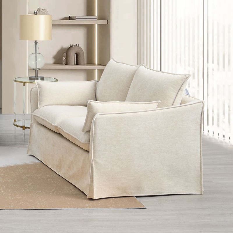 Shane – Loveseat With 2 Pillows – Beige Linen