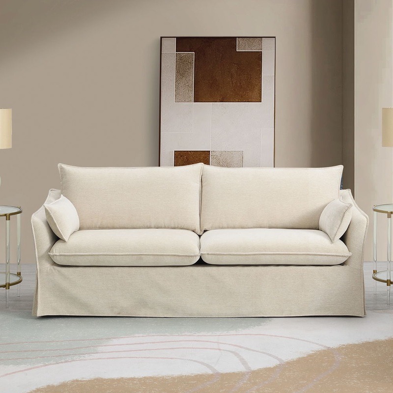 Shane – Sofa With 2 Pillows – Beige Linen