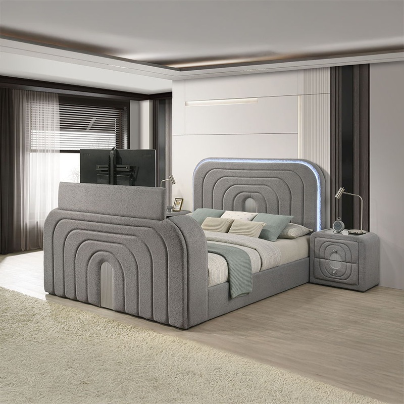 Shelyn – Bed With Led, TV Stand, Fireplace & Bluetooth