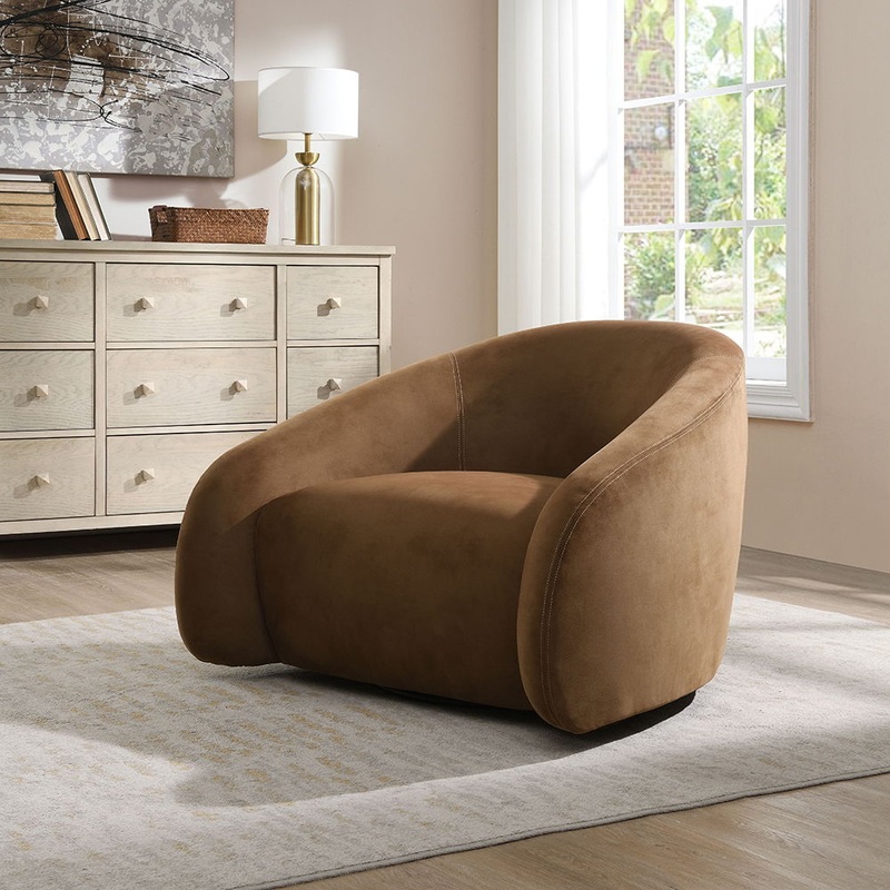 Zoey – Accent Chair With Swivel – Chocolate Suede