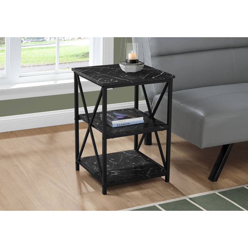 3 Tier Accent Table, Side Marble Look Contemporary & Modern