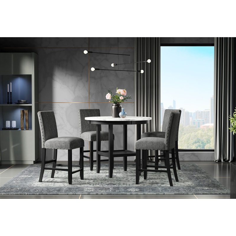 5 Piece Dining Room Set (D40011 Bar Table And D1622 Four Bar Stools) – Dark Gray