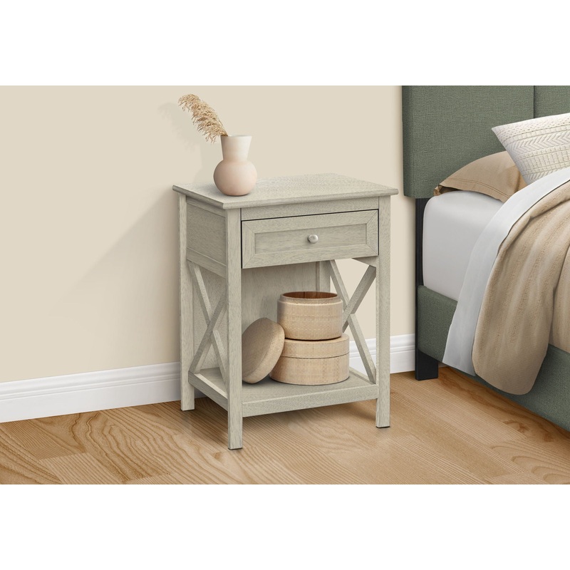Accent End Table, 2 Tier, Storage Drawer, Transitional Style