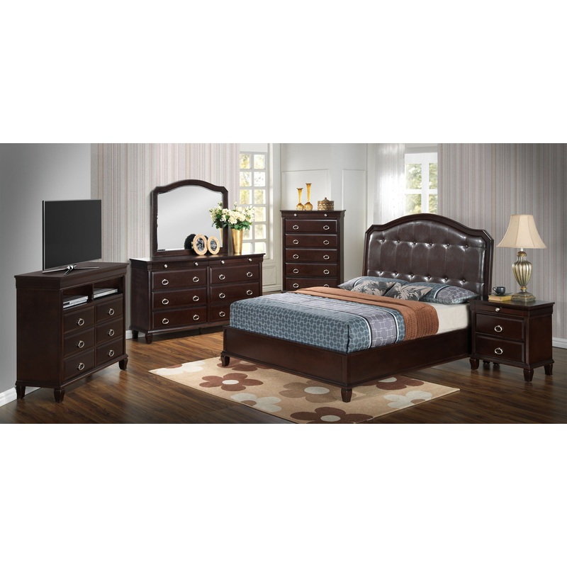 Bed With Transitional Design|Dark Brown|Full|Queen|Twin|King