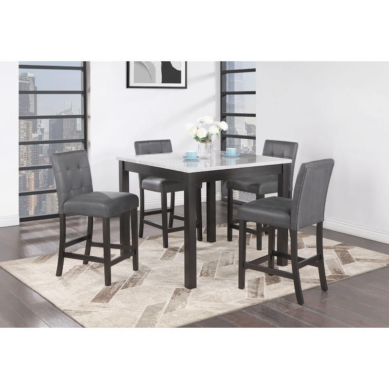D4052 – 5 Piece Dining Room Set (Bar Table With 4 Bar Stools) – Light Gray