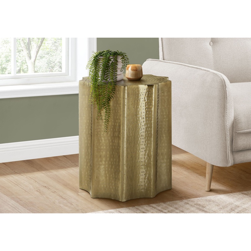 Drum Accent Side Table, Stylish Scalloped Design