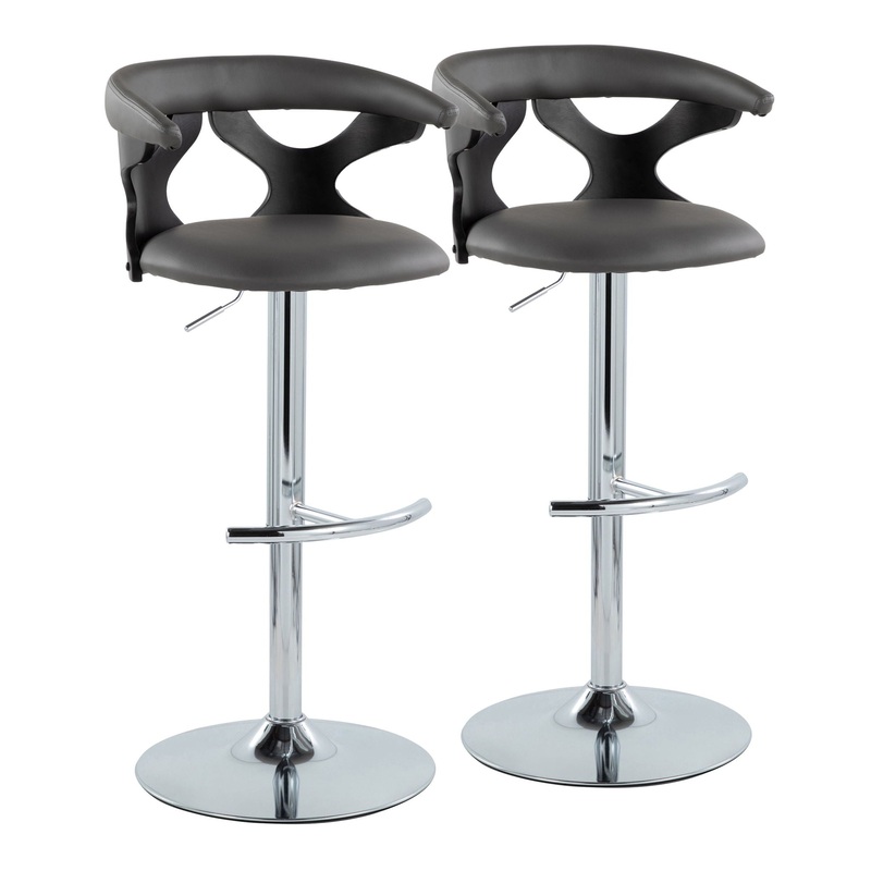 Gardenia – Contemporary Adjustable Barstool & Swivel, Rounded T Footrest (Set of 2)