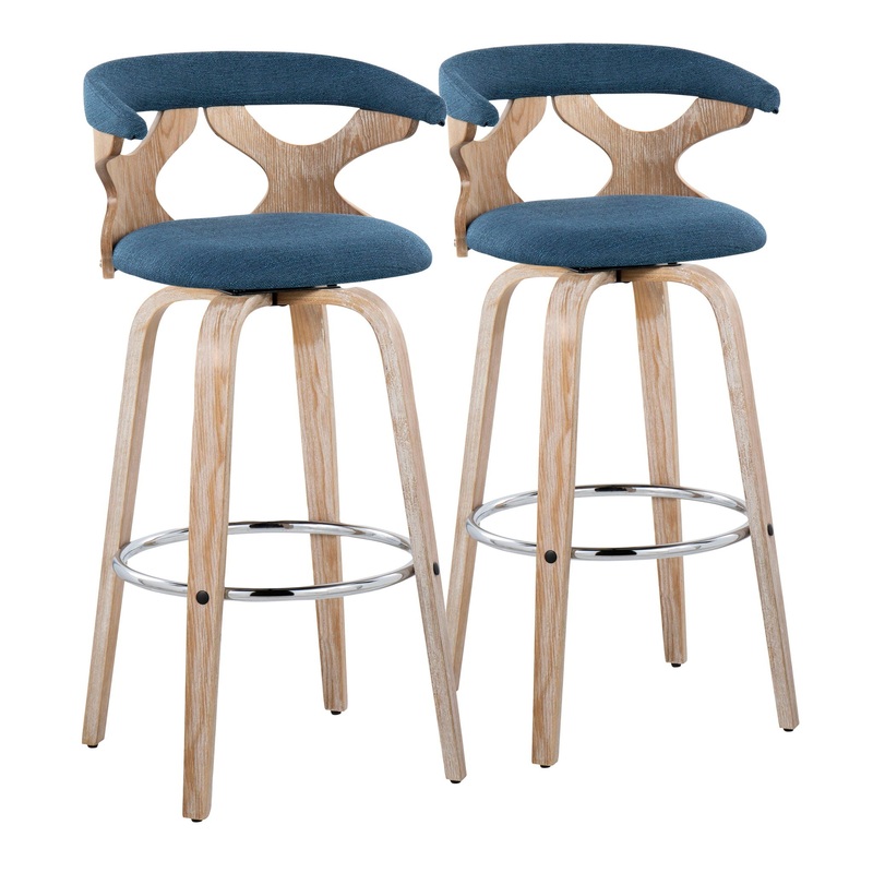 Gardenia – Contemporary Fixed Height Barstool With Swivel With Round Footrest (Set of 2)