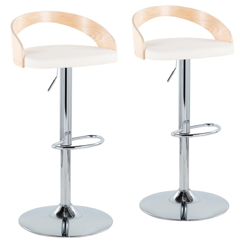 Grotto – Mid Century Modern Adjustable Height Barstool & Swivel With Oval Footrest (Set of 2)