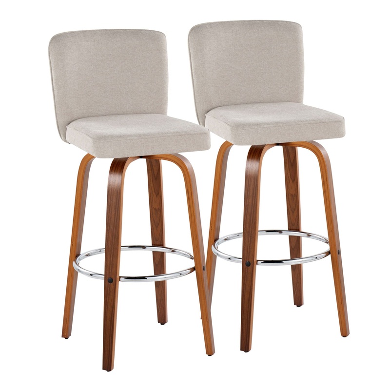 Henry – Contemporary Fixed Height Barstool With Swivel With Round Footrest (Set of 2)
