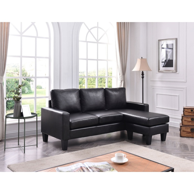 Jenna – Sofa Chaise|Black|Faux Leather