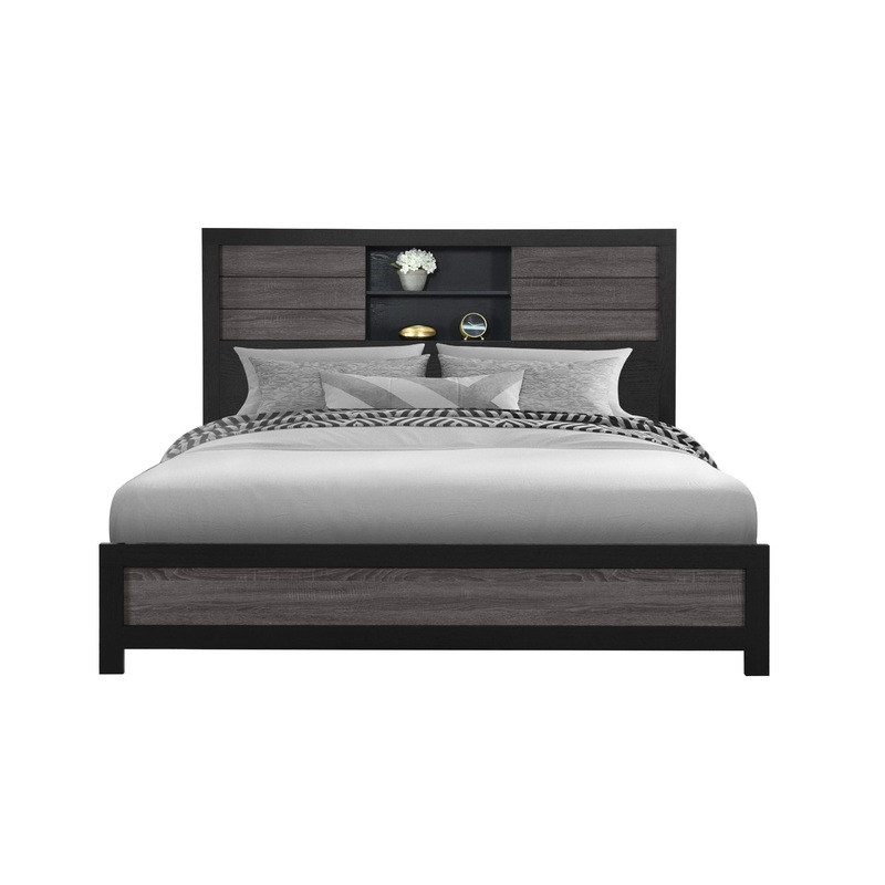 Lisbon – King Bookcase Bed – Gray / Black
