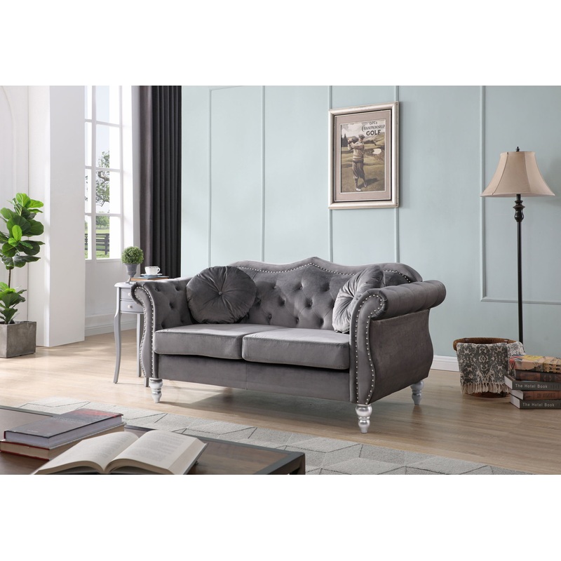Stylish Flared Arm Loveseat|Dark Gray|Blue|Beige|Black