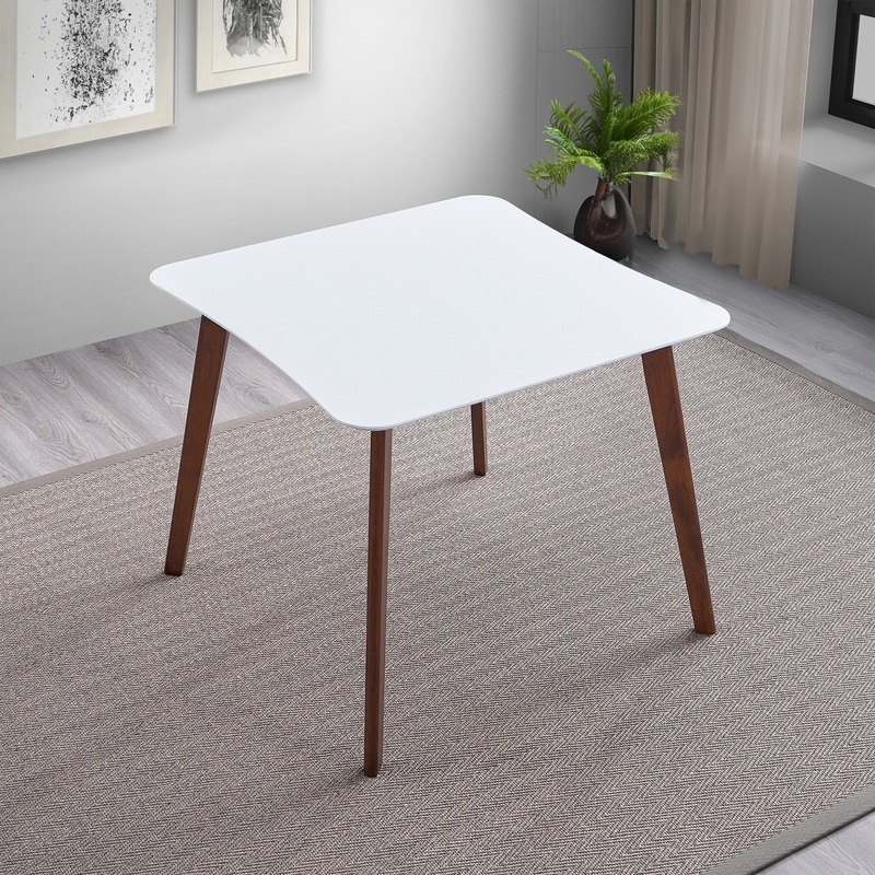 Benton – Modern Top Dining Table – Brown / Walnut Brown / White