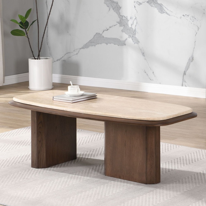 Kasha – Table|Travertine & Walnut|Coffee Tables|End Tables