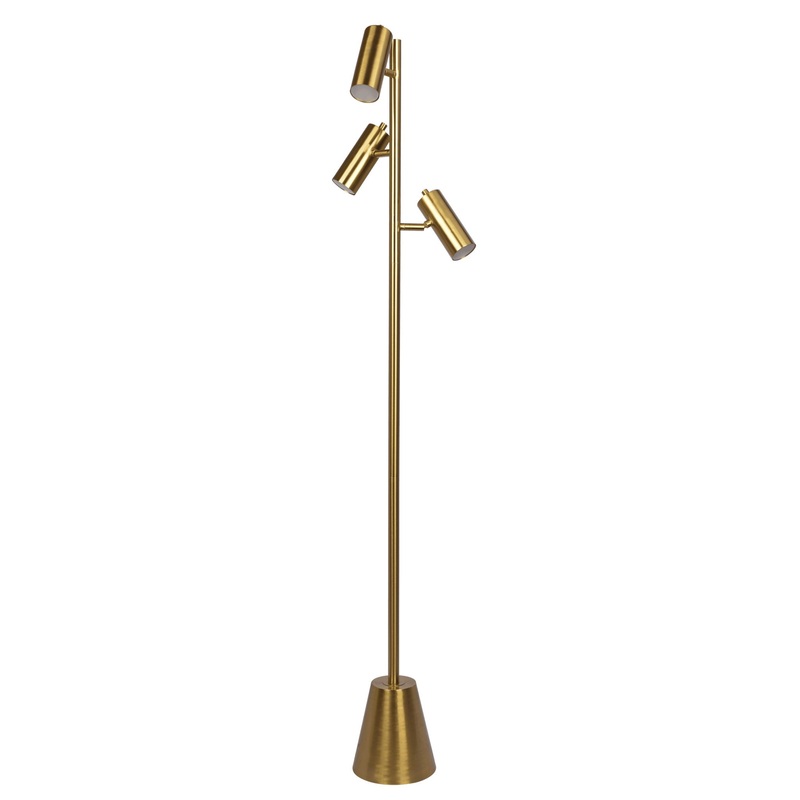 Lumina – Floor Lamp With Rotary Switch Triple Spots Cone Base – Gold